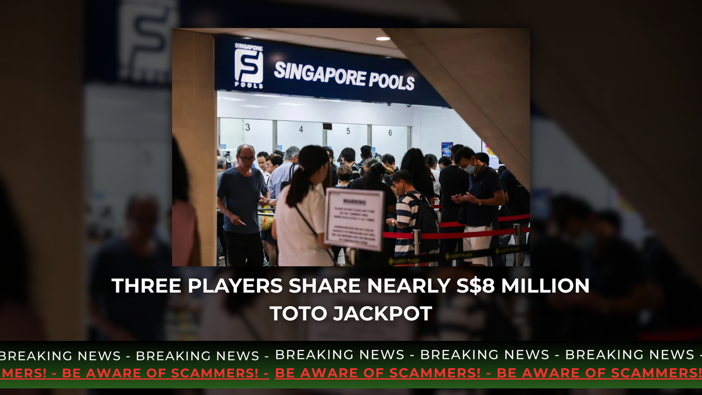 THREE PLAYERS SHARE NEARLY S$8 MILLION TOTO JACKPOT
