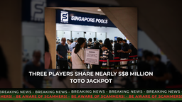 THREE PLAYERS SHARE NEARLY S$8 MILLION TOTO JACKPOT